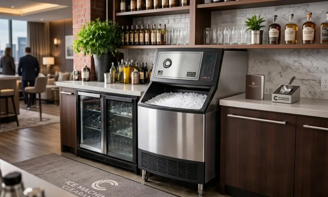 Realistic commercial ice machine and beverage equipment rental setup in Montclair NJ