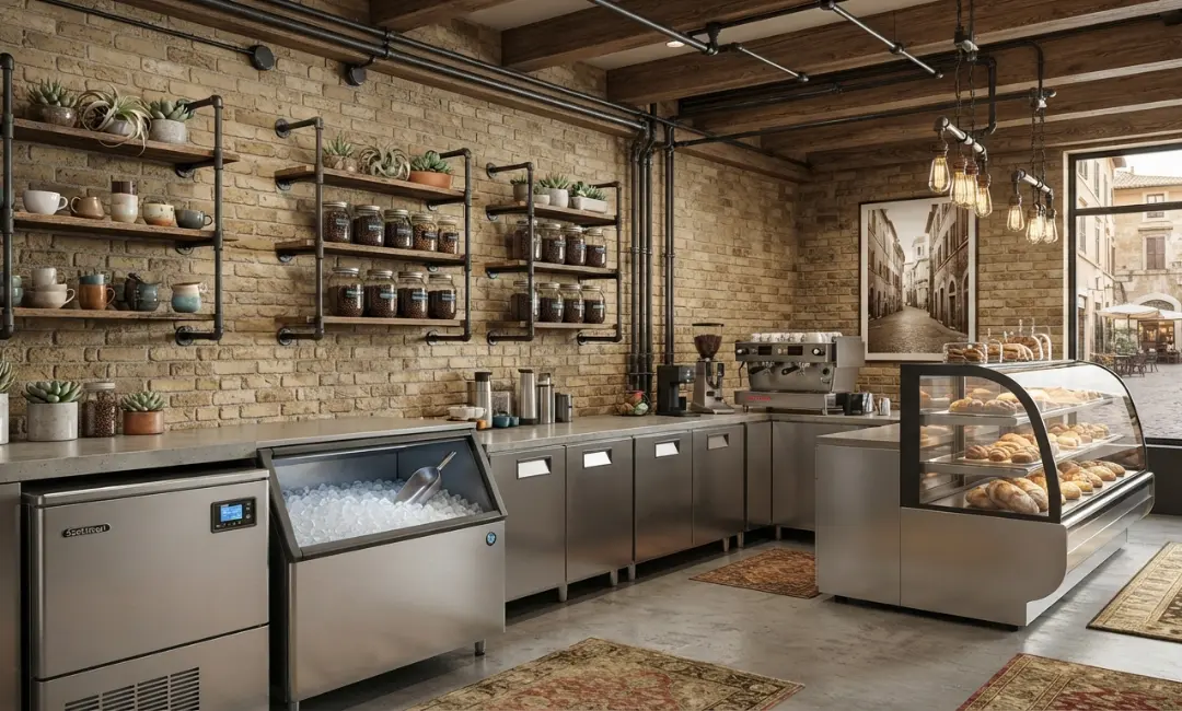 Commercial ice machine rental in a Paramus restaurant kitchen