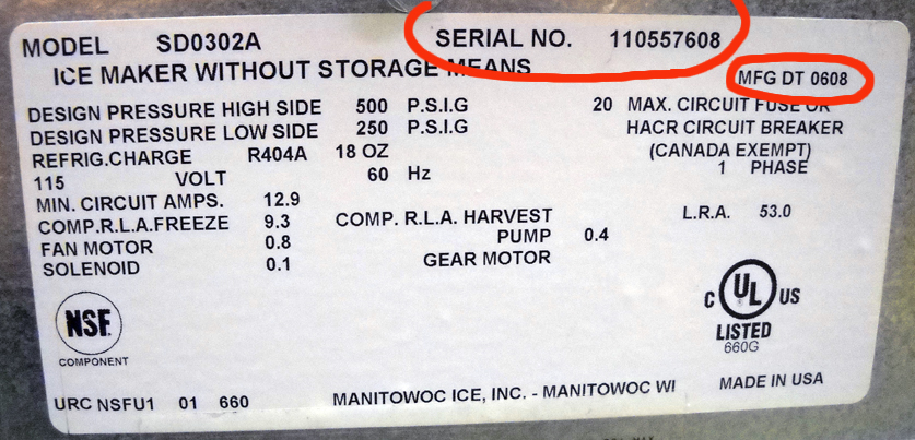 Manitowoc Ice Machine Serial Numbers