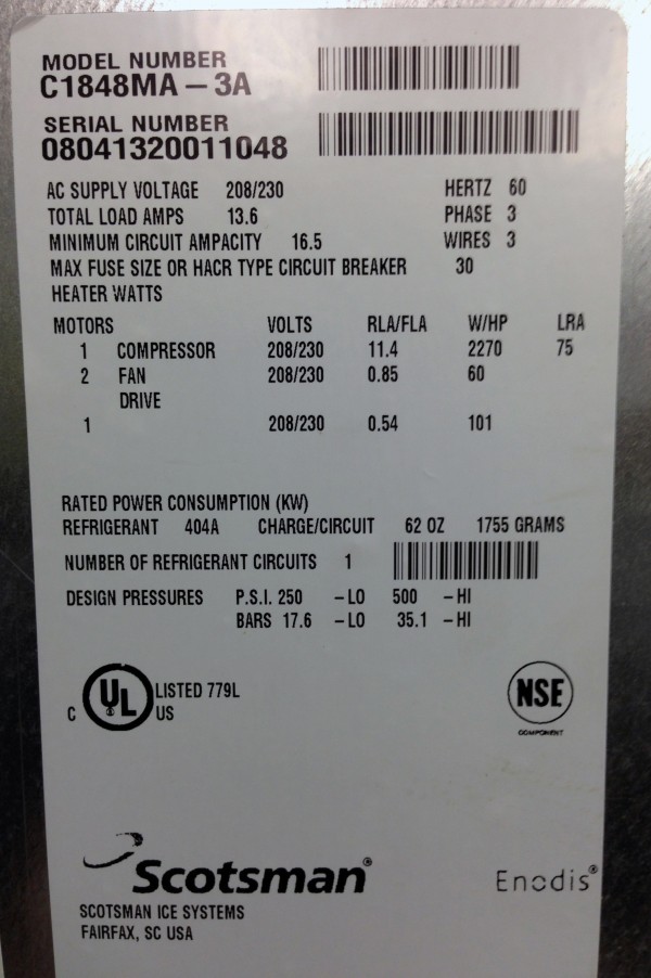 Scotsman Ice Machine Serial Numbers