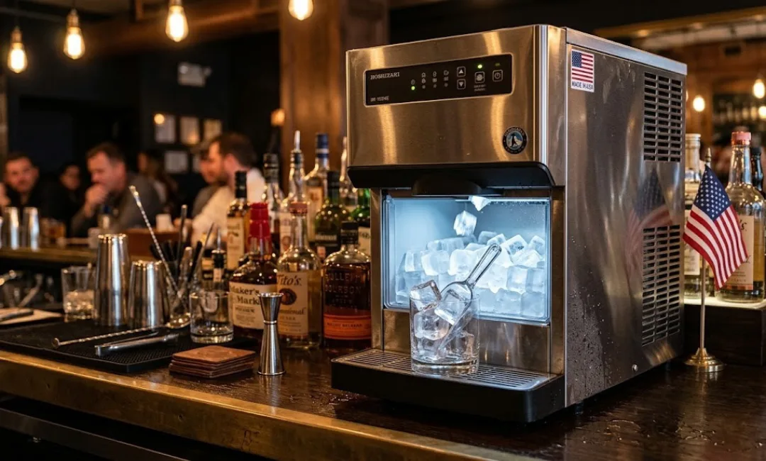 Premium large-cube ice at the bar