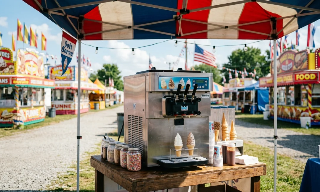 Soft serve machine rentals at a summer festival