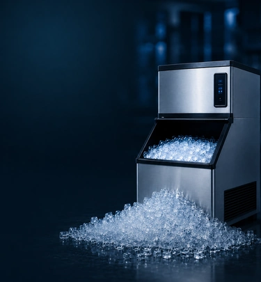 Cloudy ice cubes compared with clear commercial ice cubes