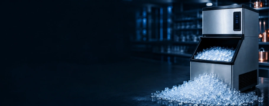 Cloudy ice cubes compared with clear commercial ice cubes